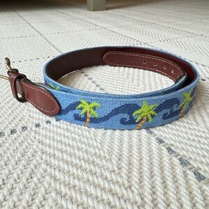 Smathers & Branson belt size 34. Needlepoint with waves and palm trees.